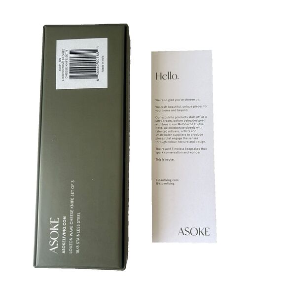 ASOKE LIVING Louzon Wave Cheese Knife Set Of 3 Bronze Color Gift NEW IN BOX - Picture 8 of 8